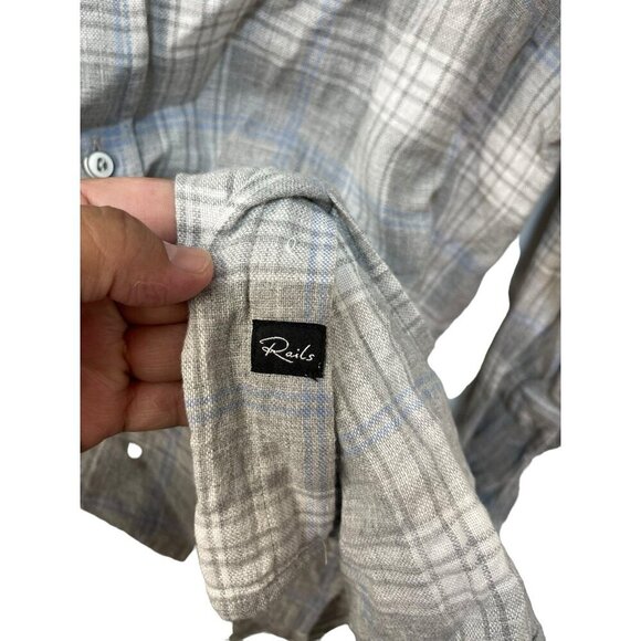 Rails Men’s Plaid Long Sleeve Button Down Shirt Cotton Gray Blue White Size XXL - Picture 3 of 8